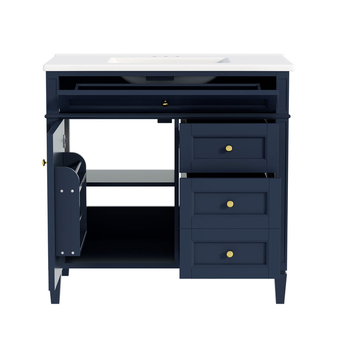 Bathroom Vanity With Top Sink, 2 Drawers, Tip Out Drawer