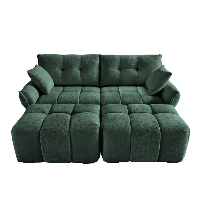 Sofa Set With Ottoman And Pillows, Textured, High Resilience Cushions