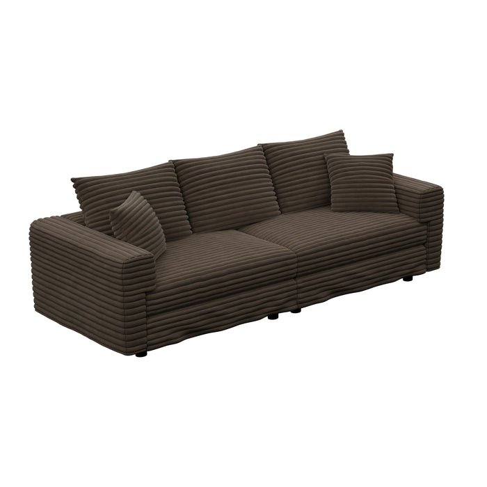 Plush Corduroy 4 Seat Sofa, Modern Comfy Upholstered Sofa Cloud Couch, Deep Seat Couches With Soft Pillows