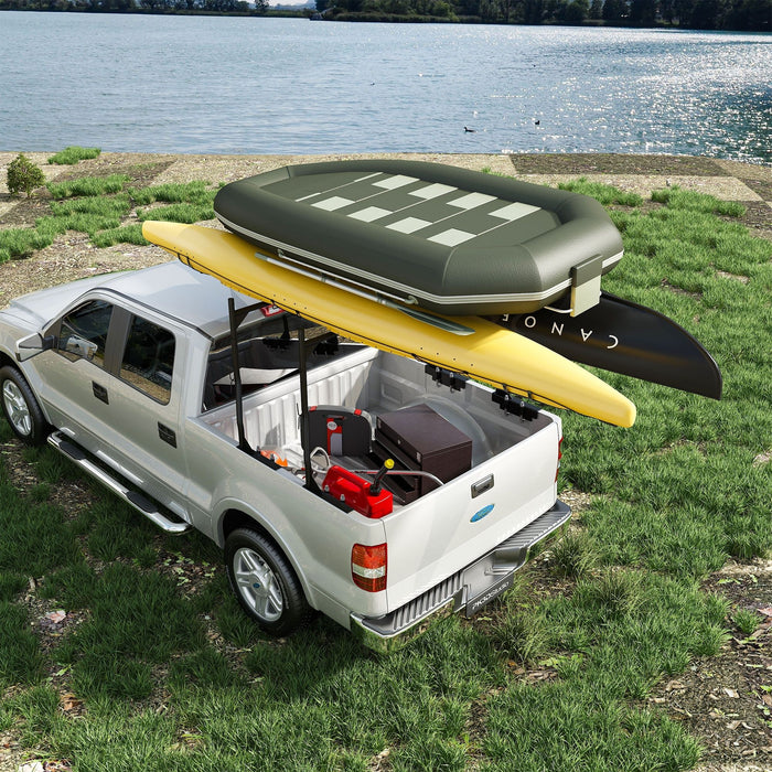 Heavy Duty Universal Truck Bed Ladder Rack, No-Drill Installation, Adjustable - Black