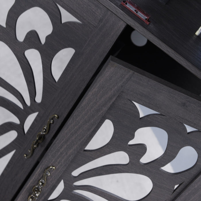 Modern Sideboard Buffet With 4 Mirrored Doors, Adjustable Shelves