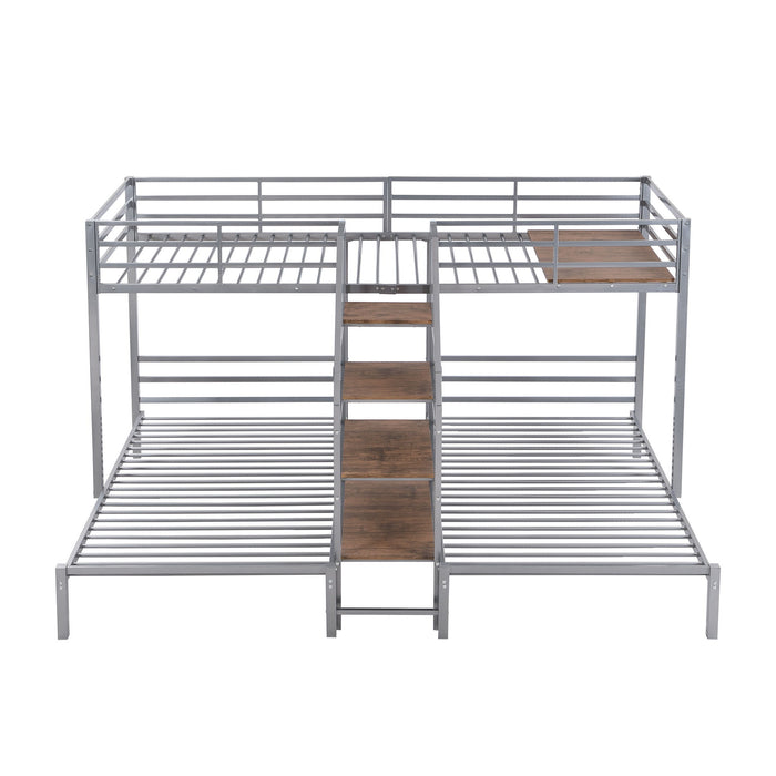 Metal Bunk Bed With Storage Shelves Staircase