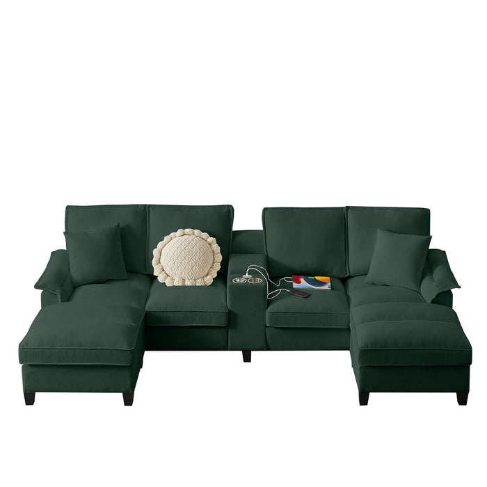 Modern U-Shaped Sectional Sofa Bed With Storage