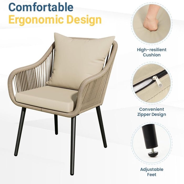 5 Piece Twisted Rattan Patio Dining Set With Table