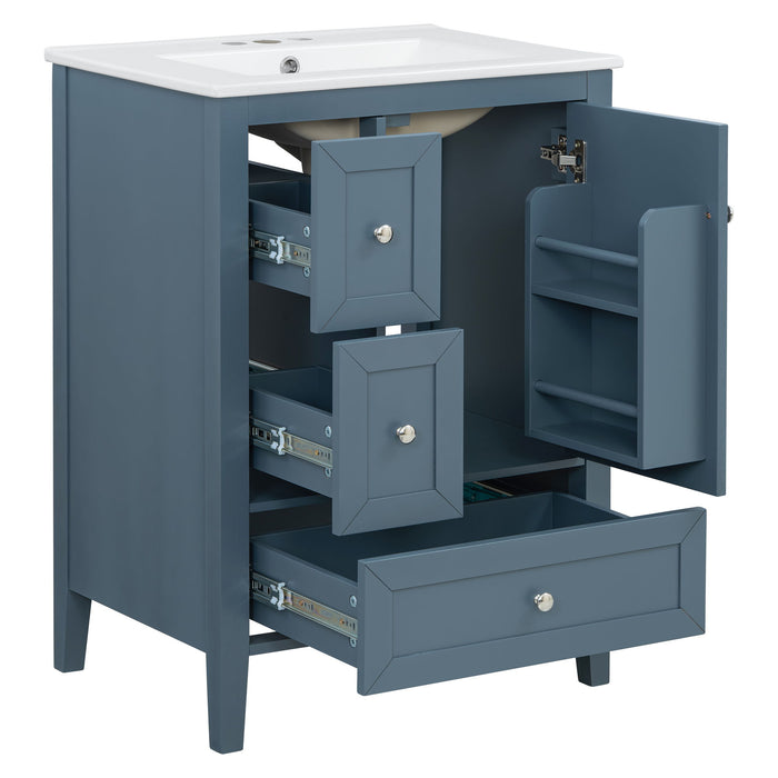 Modern Bathroom Vanity With Sink, Soft Close Drawers & Door, Storage Rack