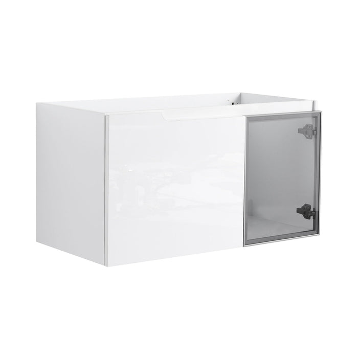 36" (35 1 / 4") Wall Mounted Bathroom Vanity, Cabinet With Half Door (Excluding Sink) - Glossy White