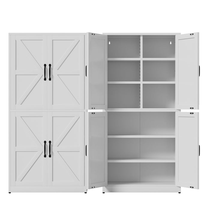 Kitchen Pantry Cabinet With Adjustable Shelves, Heavy Duty Storage - White