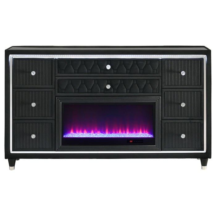 Mika - 8 Drawer LED Fireplace Dresser
