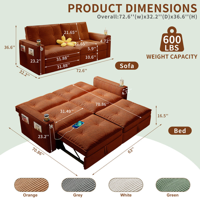 2 In 1 Convertible Sofa Bed For Living Rooms