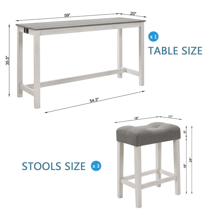 4 Piece Bar Table Set With Power Outlet