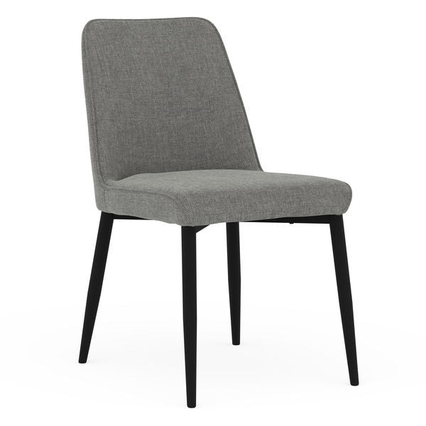Trista - Upholstered Dining Chair With Low-Profile And Black Metal Legs - Gray