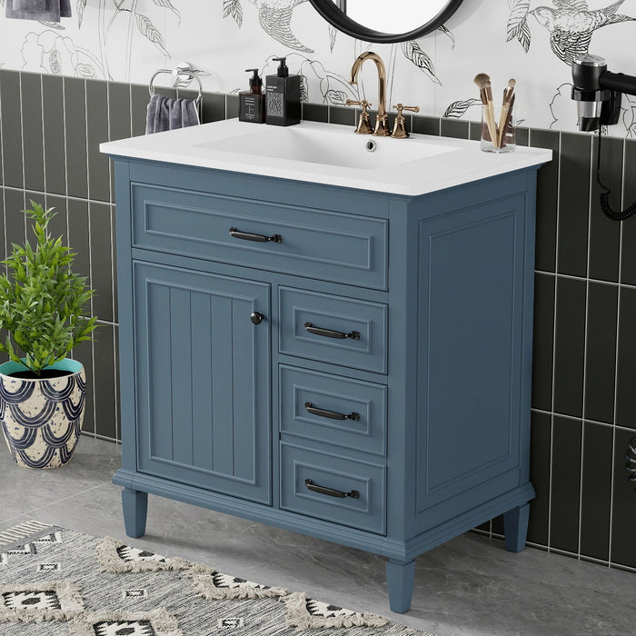 Bathroom Vanity With Sink Top, Flip Drawers, Adjustable Shelf