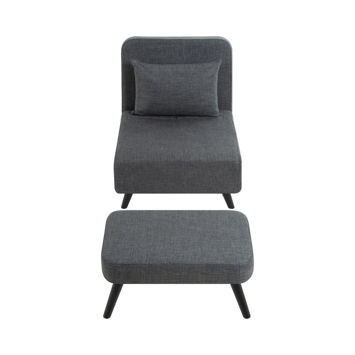 3 In 1 Foldable Linen Chaise Lounge With Adjustable Backrest