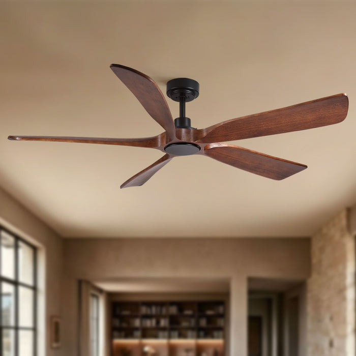 Ceiling Fan With Light And Remote Control, Noiseless, 6 Speeds Reversible, Quiet DC - Matte Black