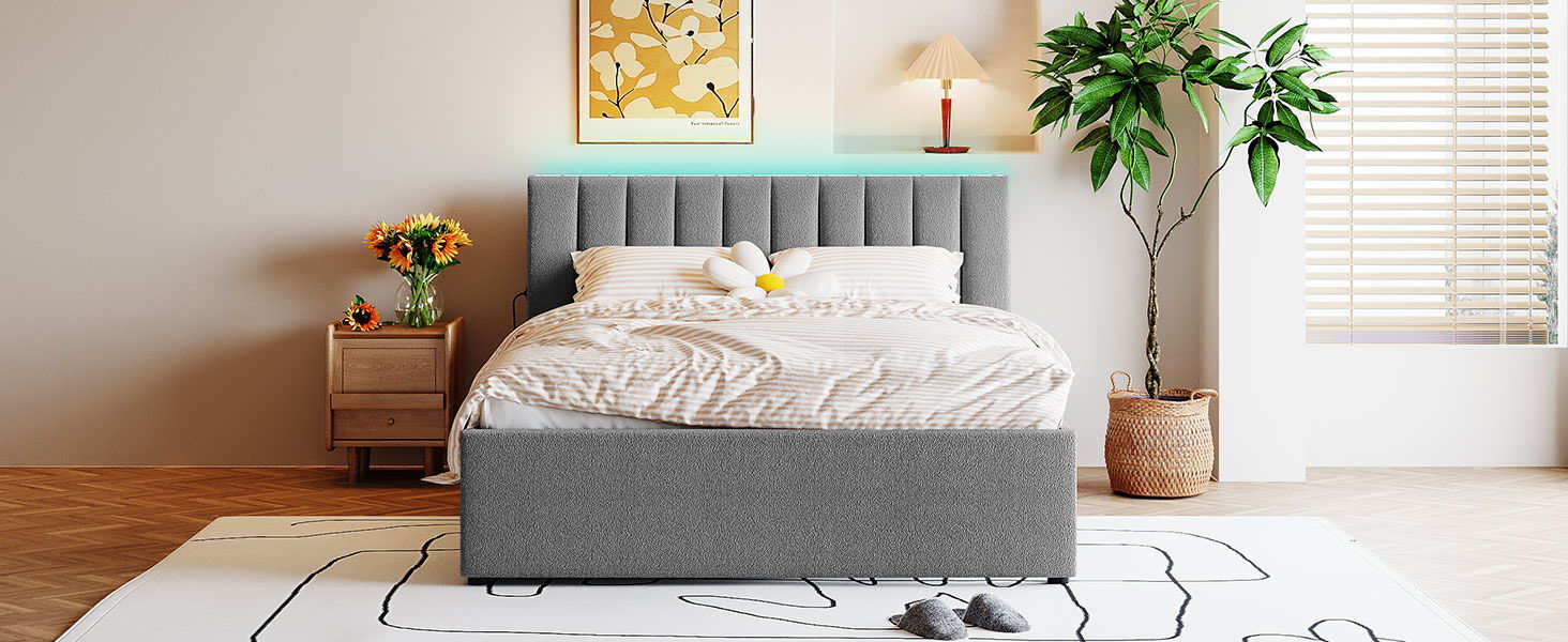 Upholstered Platform Bed With Trundle