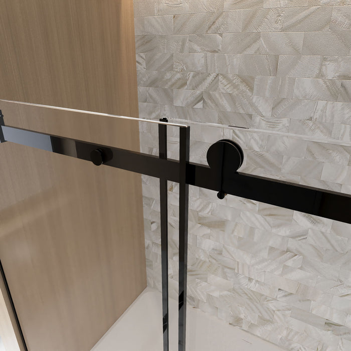 Frameless Single Sliding Shower Door, Square Tube Track