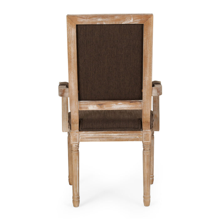 French Country Style Upholstered Dining Chair With Square Backrest