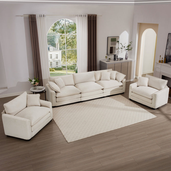 Elegant Corduroy Oversized Sectional Sofa Set With Deep Seats And Flexible Layout