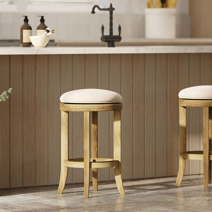 Backless Swivel Stool With Upholstered Seat