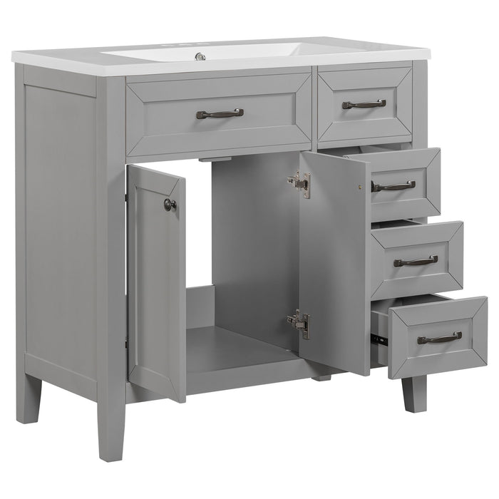 Modern Bathroom Vanity With Sink, Freestanding With Drawers And Doors