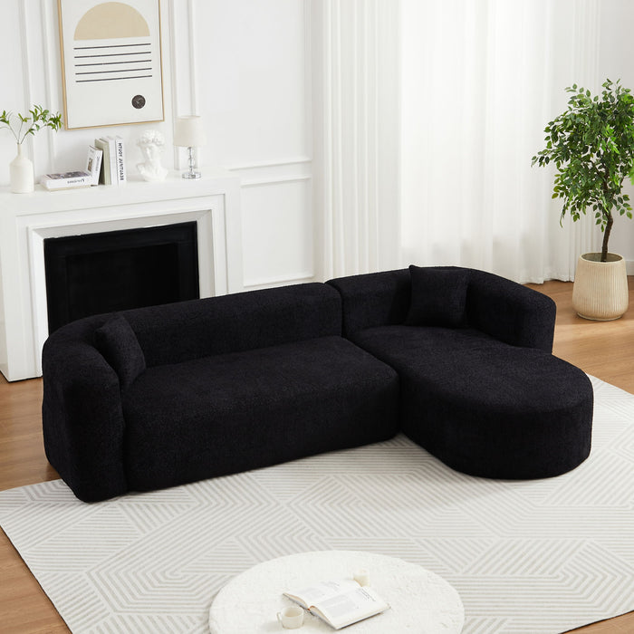 L - Shape Boneless Cloud Couch With 2 Throw Pillows For Living Room