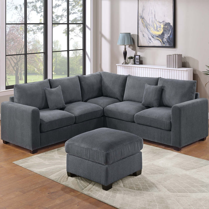 Modern Style L-Shaped Sectional Set With Ottoman