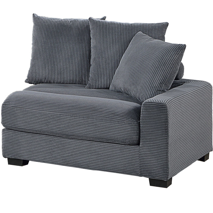 5 Piece Modular Sectional Set Couch With LAF & RAF Chairs, Living Room Furniture - Dark Gray
