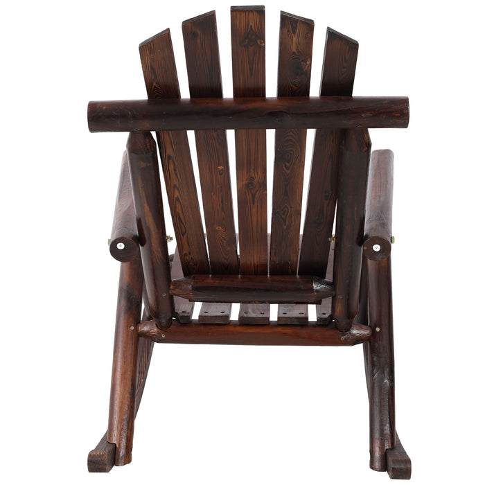 Durable Wooden Porch Rocker, Fir Log Rocking Chair