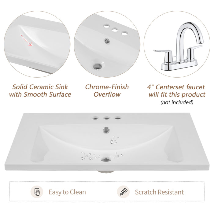 Modern Bathroom Vanity With Sink Combo, 3 Drawers