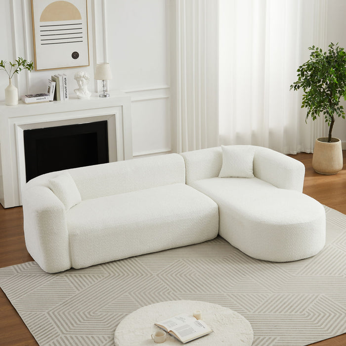 L - Shape Boneless Cloud Couch With 2 Throw Pillows For Living Room