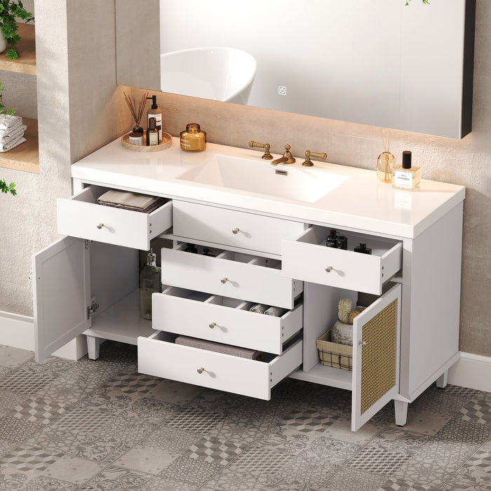 Bathroom Vanity With Sink, 5 Legs, Soft Close Drawers