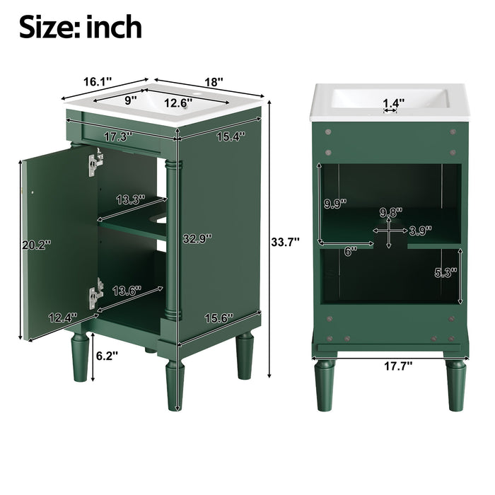 French Style Bathroom Cabinet With Sink, Adjustable Shelf