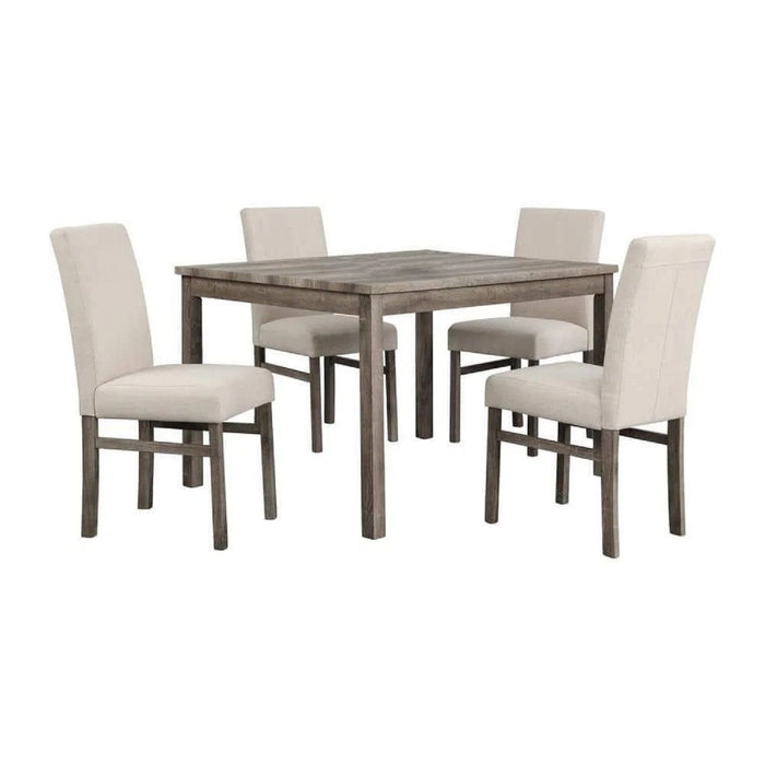 5 Piece Transitional Dining Set With Table And Upholstered Chairs