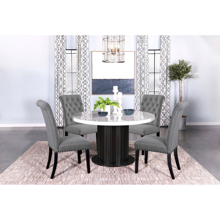 Belinda - 5 Piece Round Dining Set With Chairs - Gray