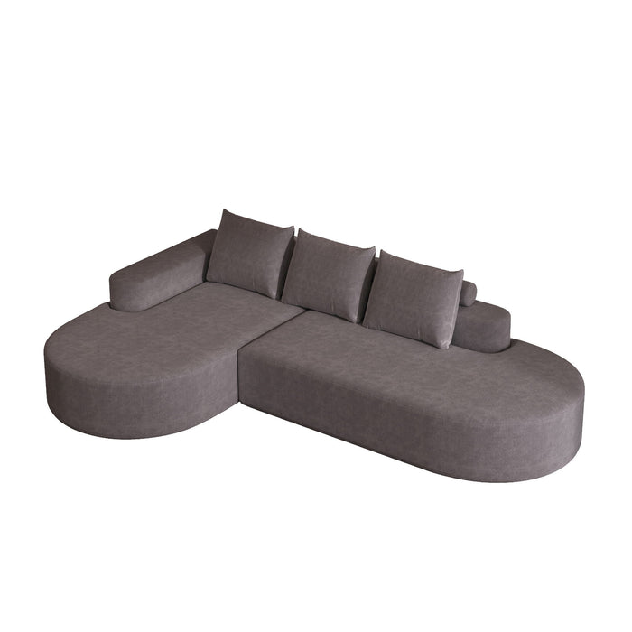 Modern Curved Sofa, L-Shaped Modular Sectional Set With 3 Pillows