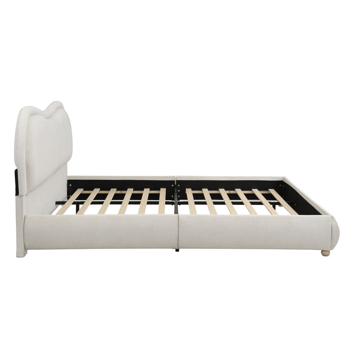 Upholstered Platform Bed Frame With Curved Headboard