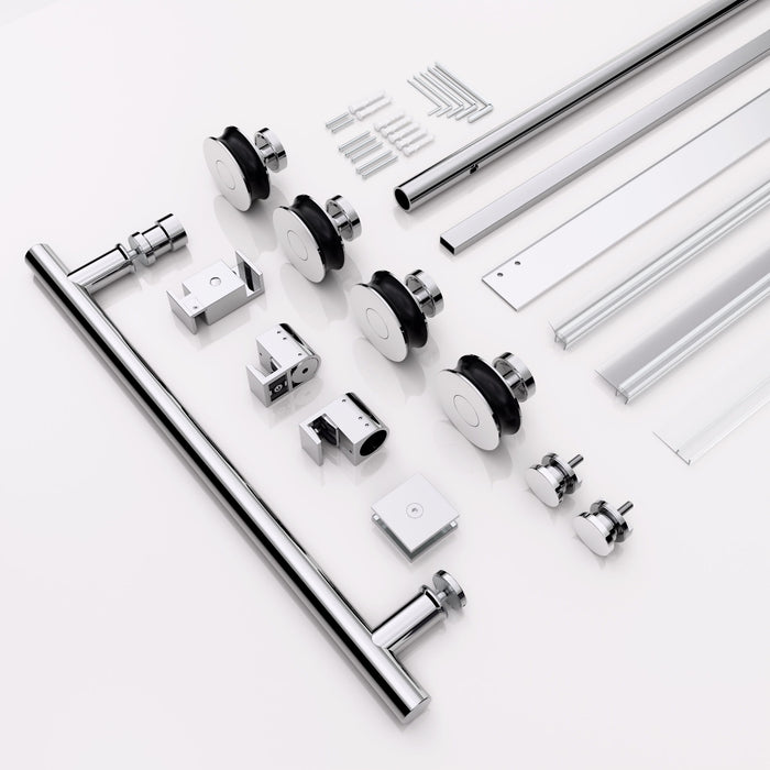 Frameless Single Sliding Shower Door With Clear Tempered Glass