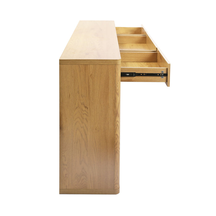 Fluted Console Table With 3 Drawers, Long Sofa Table Behind Couch For Living Room