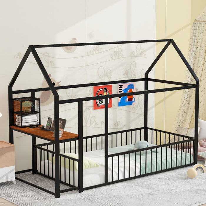 House Frame With Desk, Shelves, Power Outlets And USB Ports