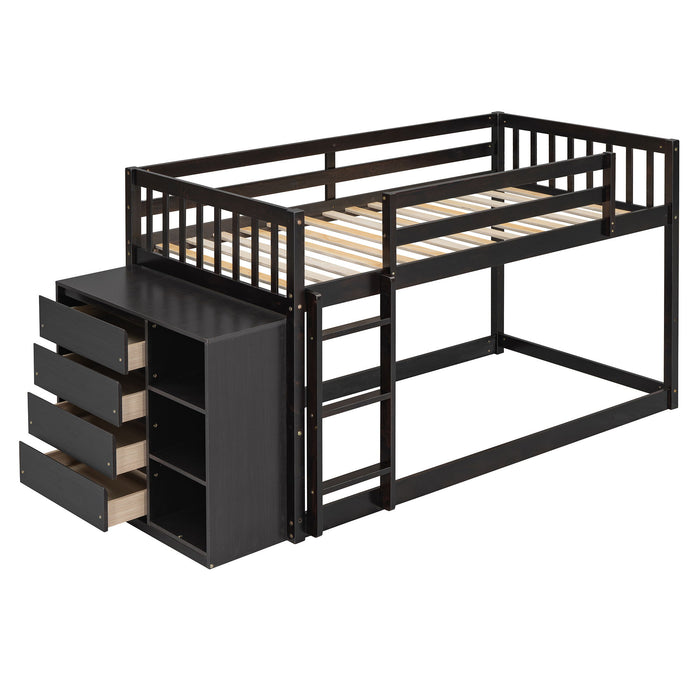 Bunk Bed With 4 Drawers And 3 Shelves