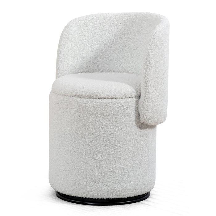 Barrel Chair & Built In Storage, 360° Swivel - Beige