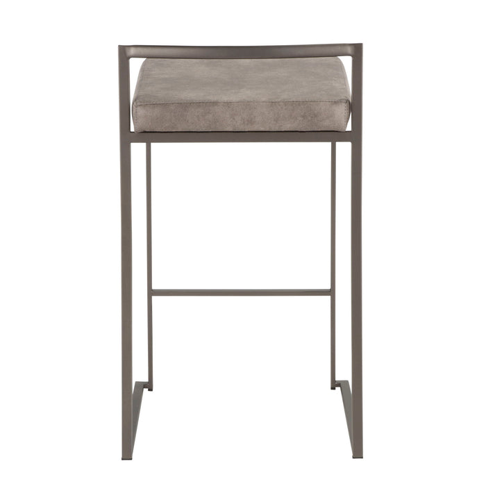 Fuji - Contemporary Stackable Counter Stool (Set of 2) - Antique / Stone