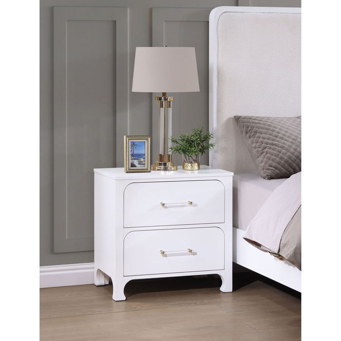 Helena - 2 Drawer Nightstand With Soft Curves - White