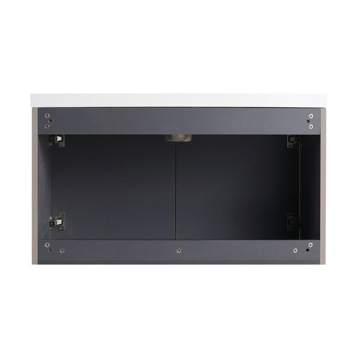 Contemporary Wall Mounted Bathroom Vanity With Resin Double Sink