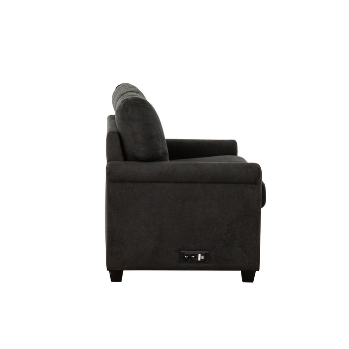 Convertible Twin Sleeper Sofa With USB Ports, 2 Seater Upholstered Loveseat - Dark Gray