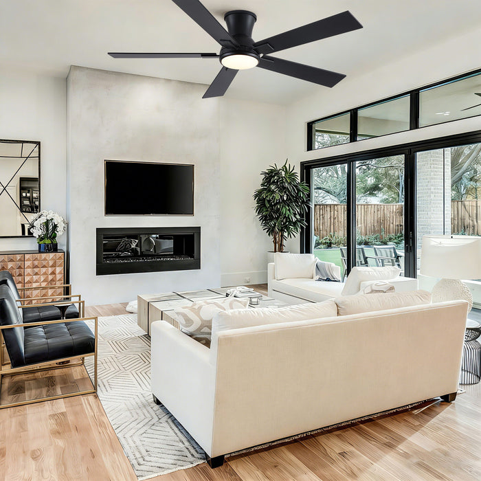 Low Profile Flush Mount Intergrated LED Ceiling Fan With Light And Reversible Quiet Motor