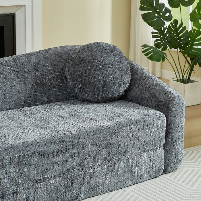 Curved Convertible Sofa, 2 In 1 Frameless Folding Sofa Bed With Pull Out Base And Deep Seat