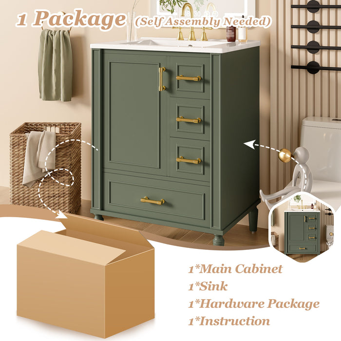 Modern Bathroom Vanity With Sink, Soft Close Doors, 3 Drawers
