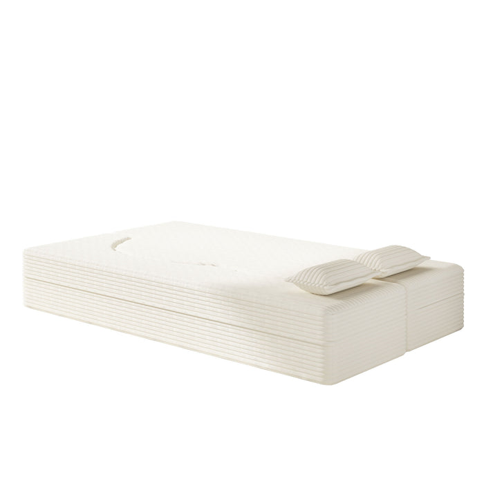 Floor Sofa With 2 Pillows, Convertible Twin Size Mattress For Living Room