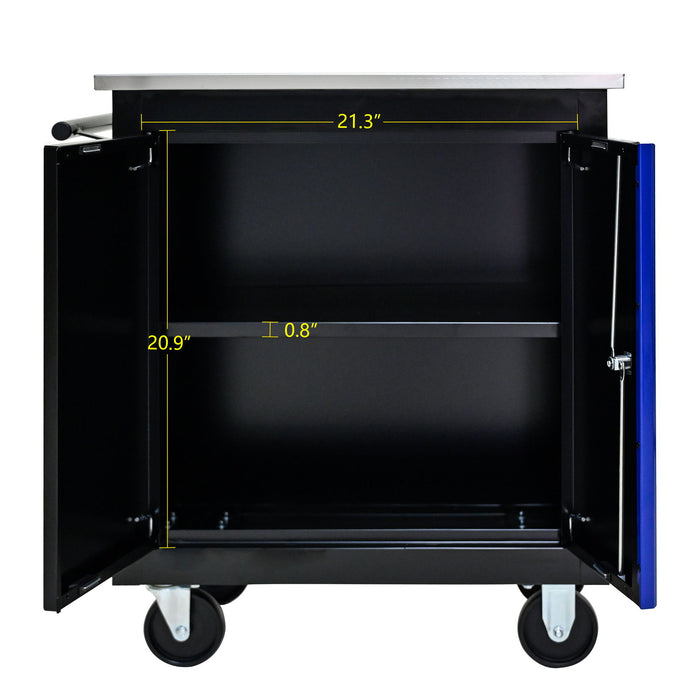 Movable Lockable Double Door Partition With Lock Multi Functional Hardware Storage Tool Car Auto Repair Locker - Black / Blue